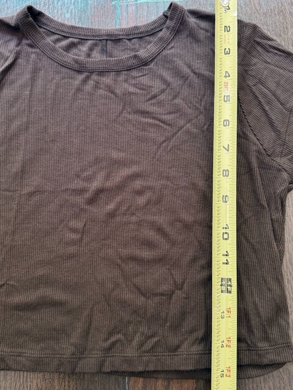 PacSun Black Ribbed Short Sleeve  Basics Crop Tee brown small - Picture 5 of 7